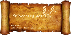 Závodszky Jolán névjegykártya